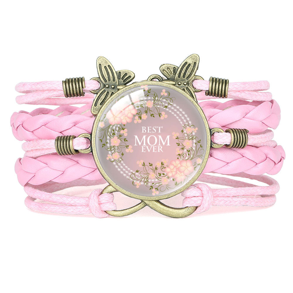 Wholesale Letter mom multi-layer braided leather bracelet