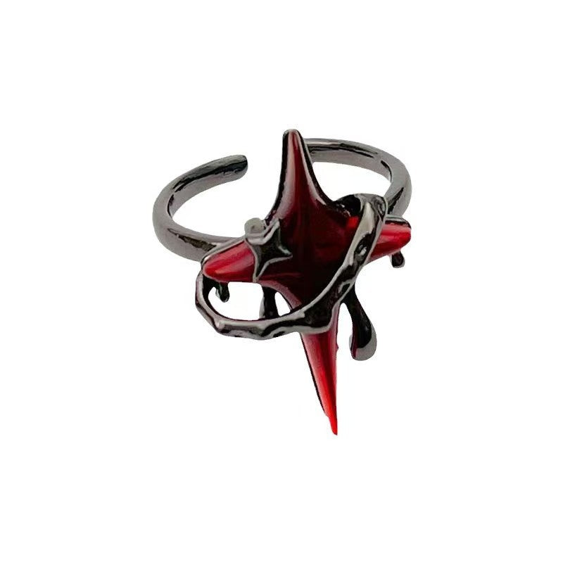 Wholesale Men' s Open Ring with Cross Oil-Drip Design Trendy Fashion Accessory