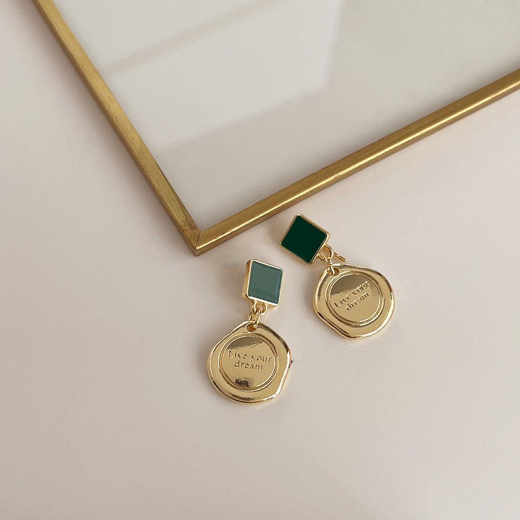 Wholesale vintage oil-dropped medieval style Pearl Earrings