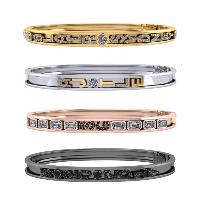 Wholesale Sliding zircon English letter bracelet