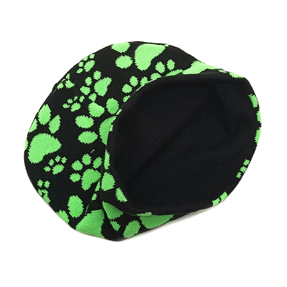 Wholesale Dog Claw Jacquard Wool Hat Beanie