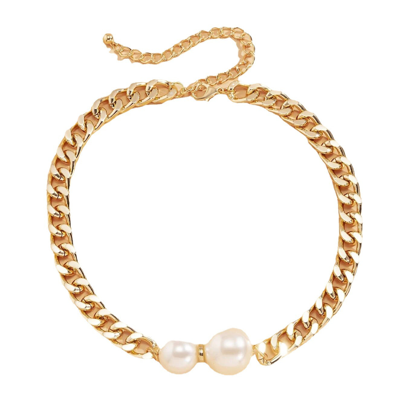Wholesale geometric thick chain simple pearl choker necklace