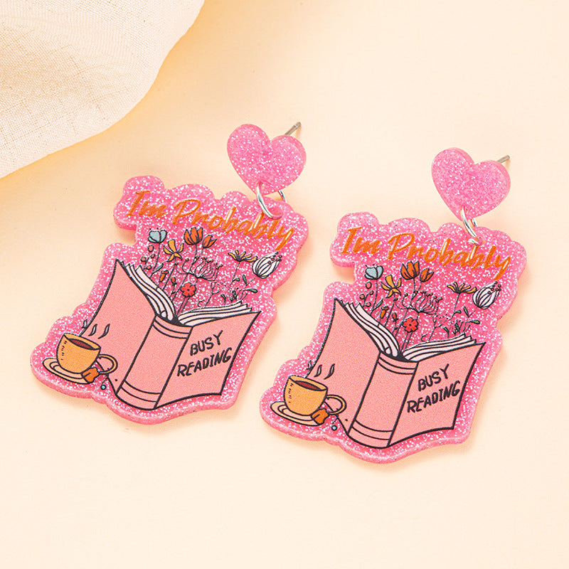 Wholesale Back To School Season Student Book Earrings Acrylic Earrings ACC-ES-Jiay007