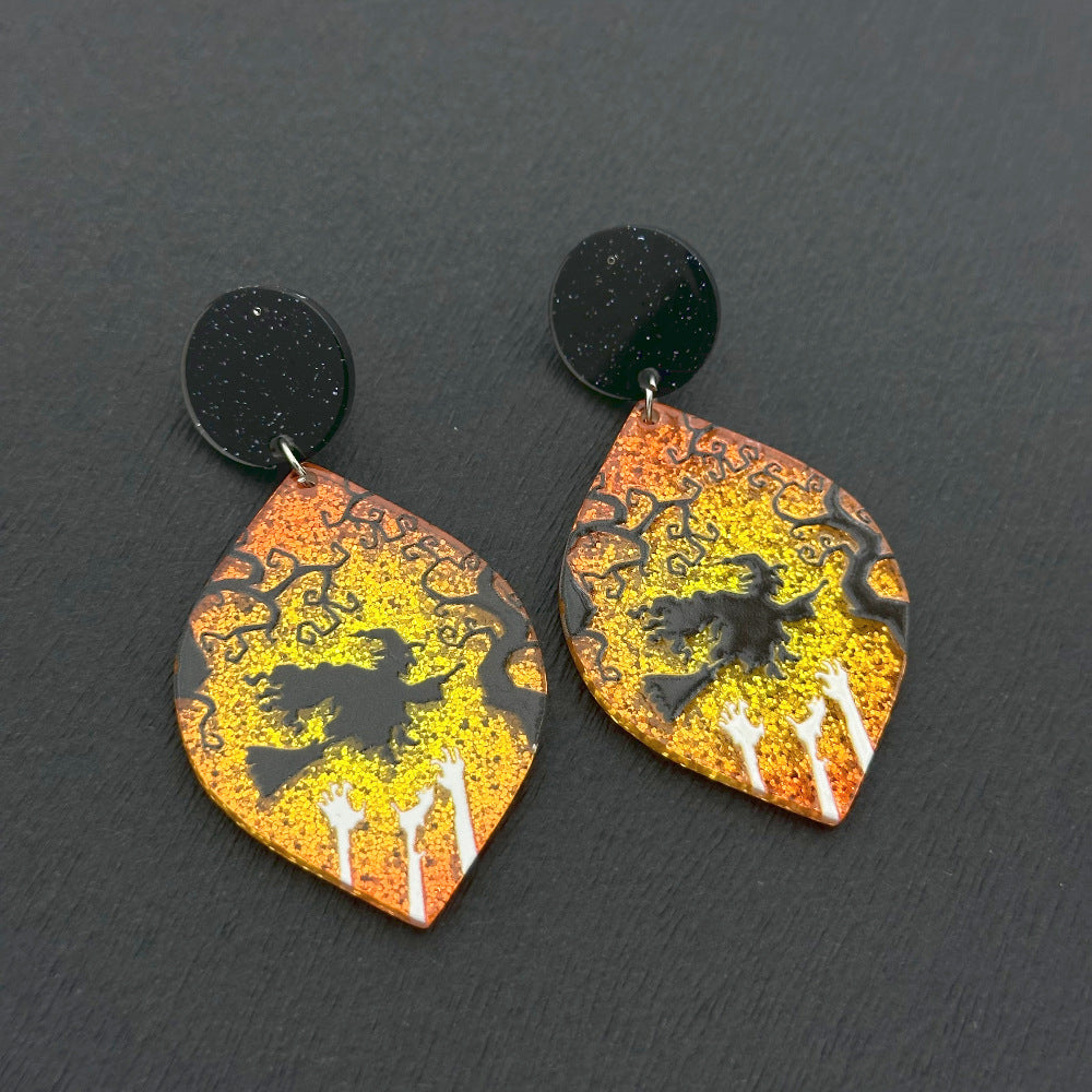 Wholesale Halloween Colorful Ghost Eyes Acrylic Earrings ACC-ES-Weiw001