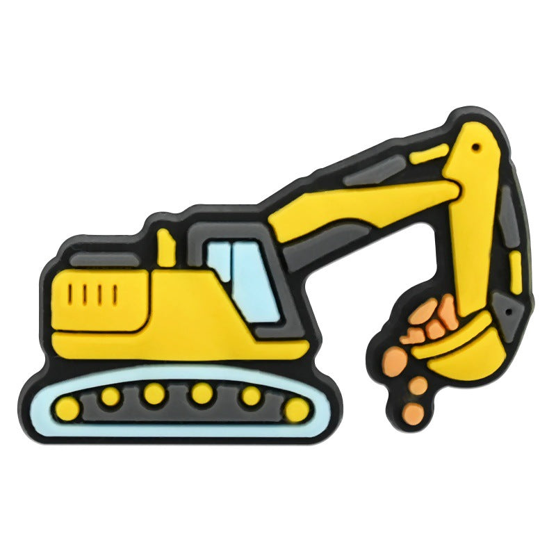 Wholesale Random 100pcs Cartoon construction  PVC Soft Rubber Shoe Buckle Decoration