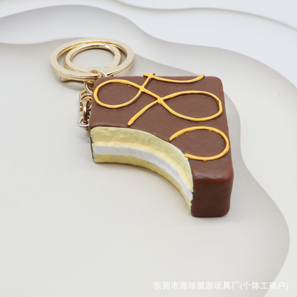 Wholesale Mini Artificial Resin Chocolate Cake Keychain Bag Charm Everyday Accessory