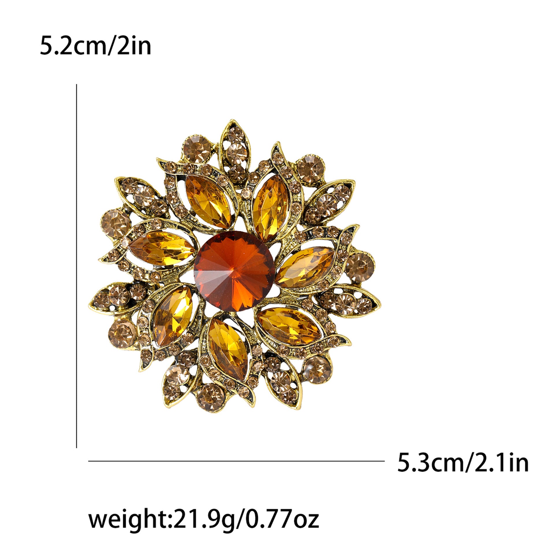 Wholesale Retro Flower Brooch Fashion Crystal Glass Women S Alloy Pin Casual Party Jewelry Accessory For Resale