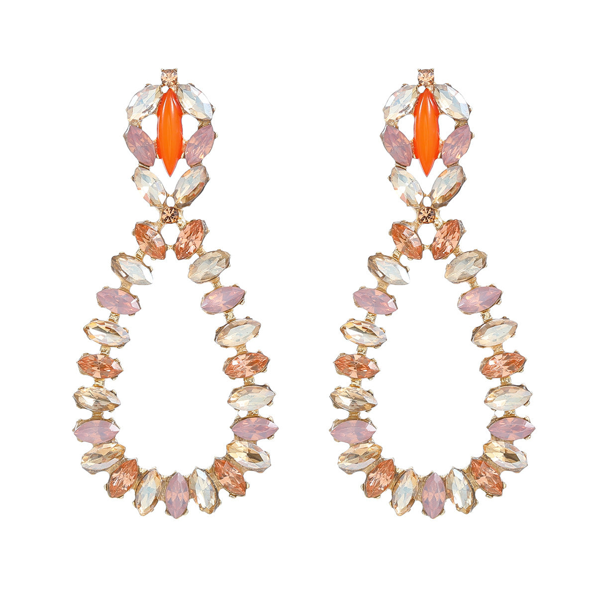 Wholesale colorful diamond drop-shaped alloy earrings  ACC-ES-JL015