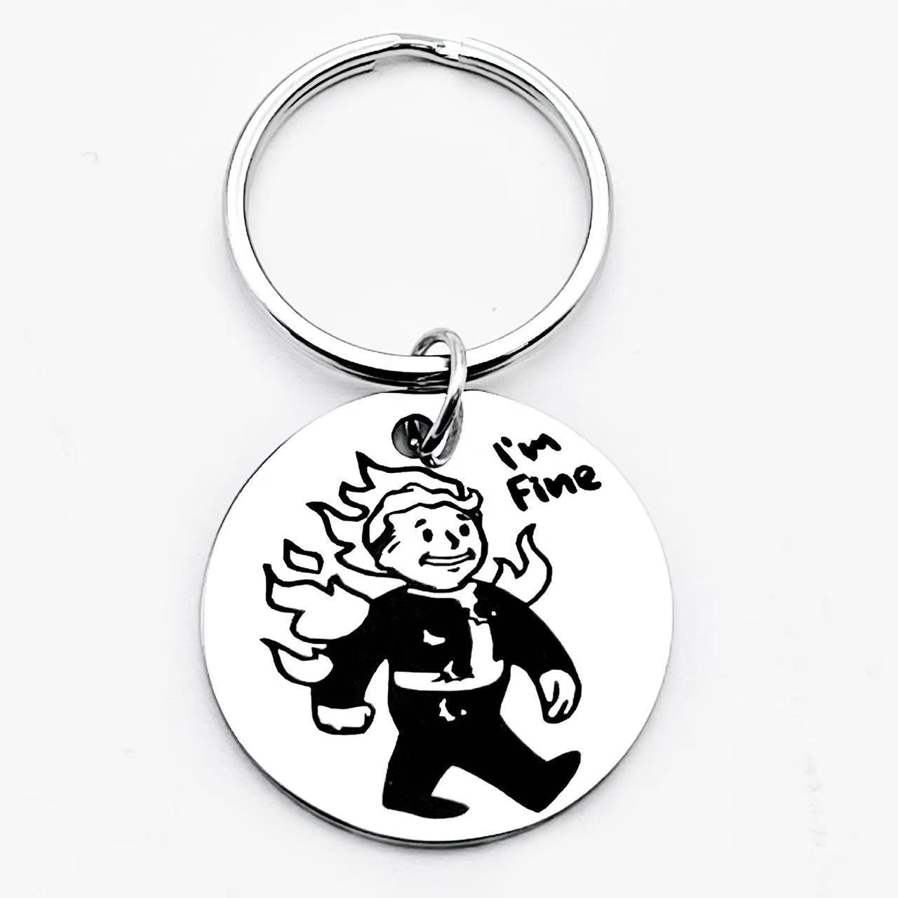 Wholesale Cartoon Theme Stainless Steel Keychain With Laser Engraving Stylish Key Ring Gift For Everyday Use