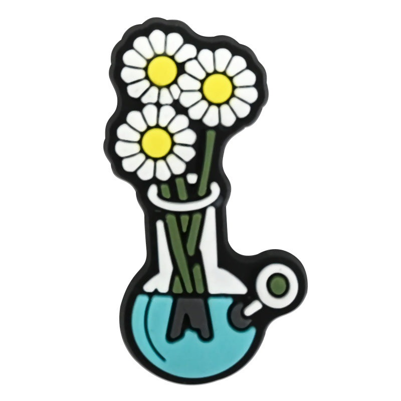 Wholesale Random 100pcs  floral vase series  PVC Soft Rubber Shoe Buckle Decoration