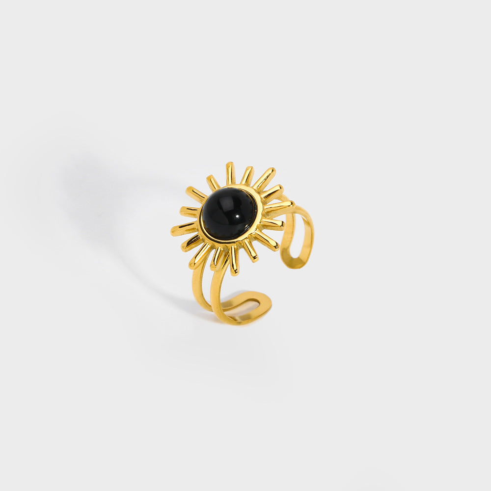 Wholesale Stylish Turquoise Vintage Ins Wind Open Ring Stainless Steel Women' s Jewelry Accessory Gift