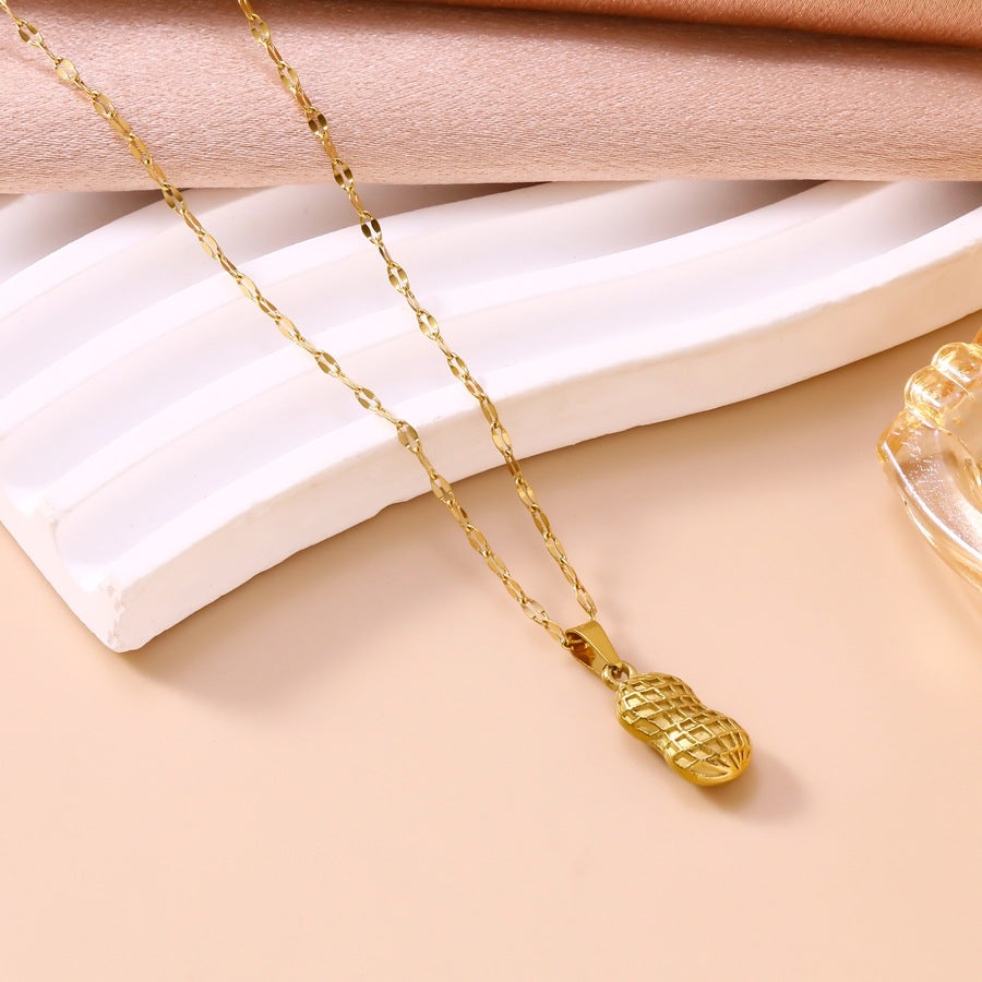 Wholesale Stainless Steel Peanut Pendant Clavicle Necklace for Women Trendy Summer Jewelry Gift for Party