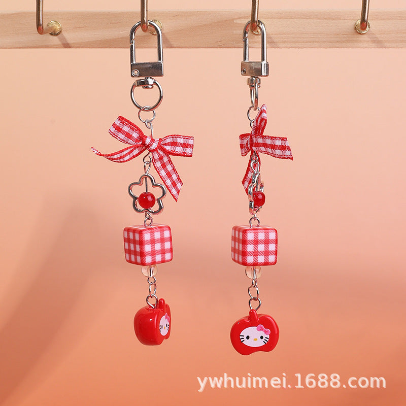 Wholesale Bow red apple keychain