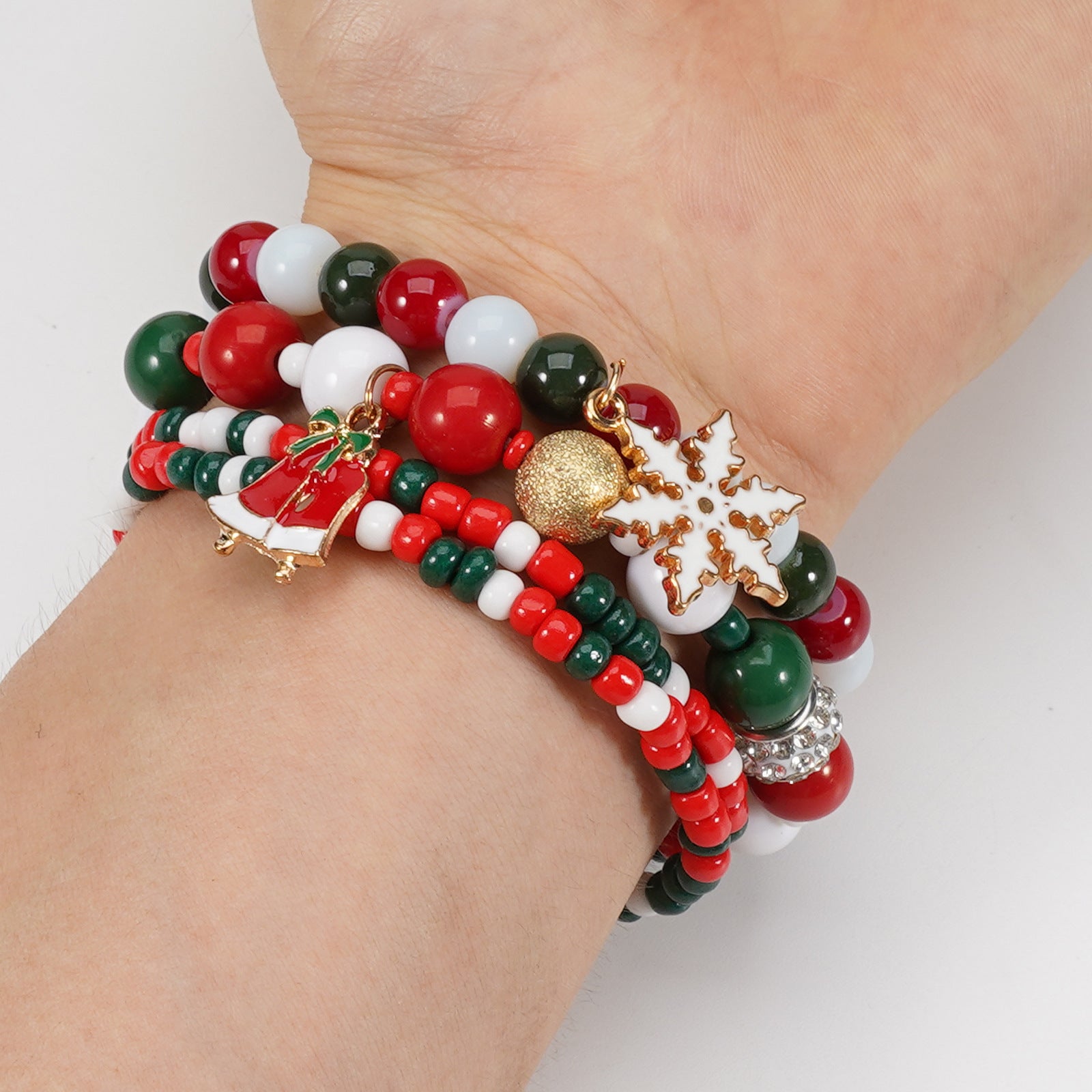 Wholesale Christmas Elastic Bracelets Snowman Snowflake Old Man Deer Bracelet Layered Bracelet Set ACC-BT-XinY015