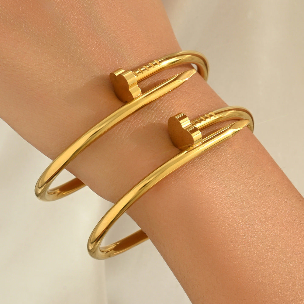 Wholesale Electroplated Titanium Steel 2 Piece Bracelet Set
