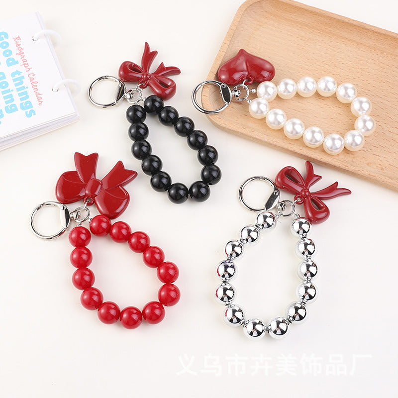 Wholesale Double-sided butterfly acrylic beaded keychain