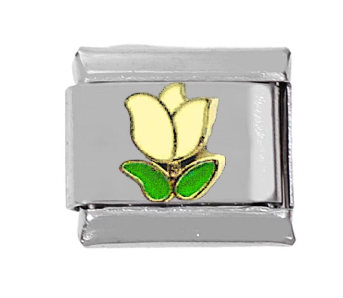 Wholesale 5pcs Italian Charm Bracelet Charm Module Stainless Steel Tulip Butterfly Bracelet 9mm DIY Pattern Free Stitching Detachable Composable Bracelet ACC-BT-DaLiang013