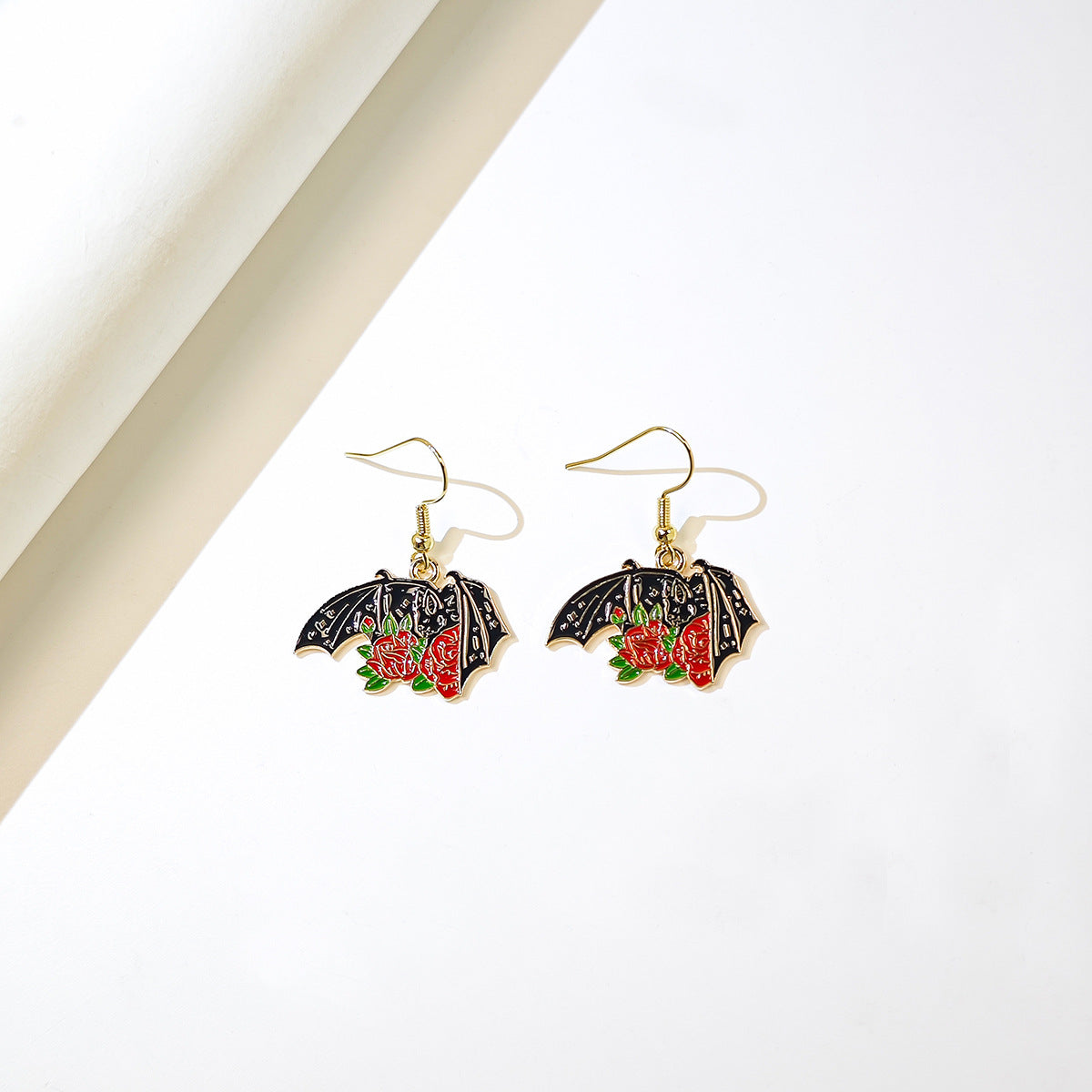 Wholesale  Personality  Earrings Horror Cartoon Ghost Bat Rose Earrings