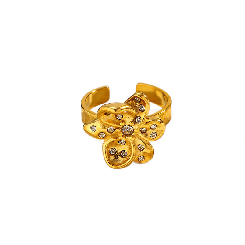 Wholesale stainless steel flower-patterned ring