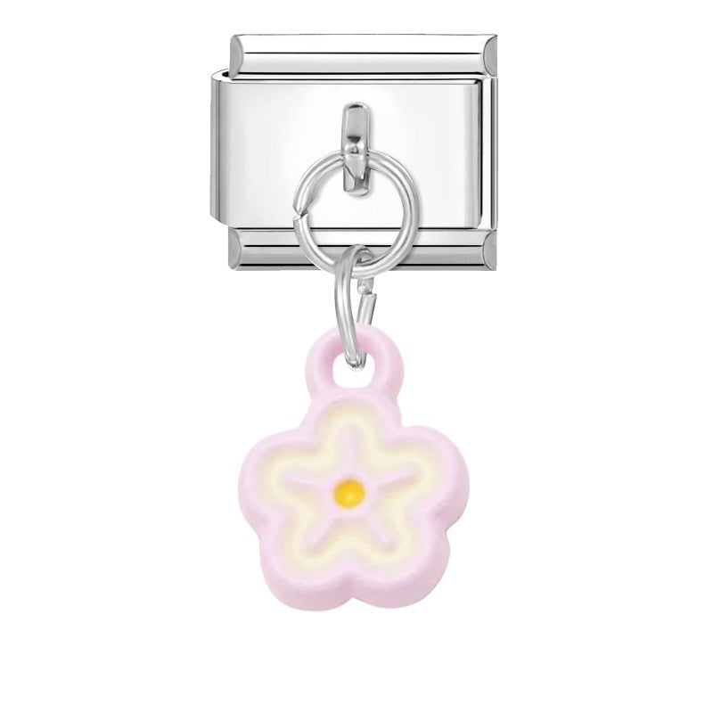 Wholesale Italian Charm Bracelet 9mm DIY Splicing Flower Pendant Stainless Steel Composable Bracelet