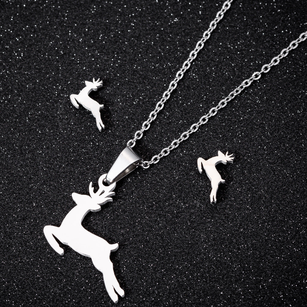 Wholesale Christmas Animals Galloping Earrings Necklace Set ACC-NE-ShuangS002