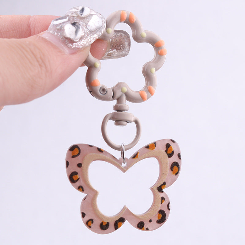 Wholesale Colorful Hollow Leopard Print Butterfly Acrylic Keychains ACC-KC-DA015