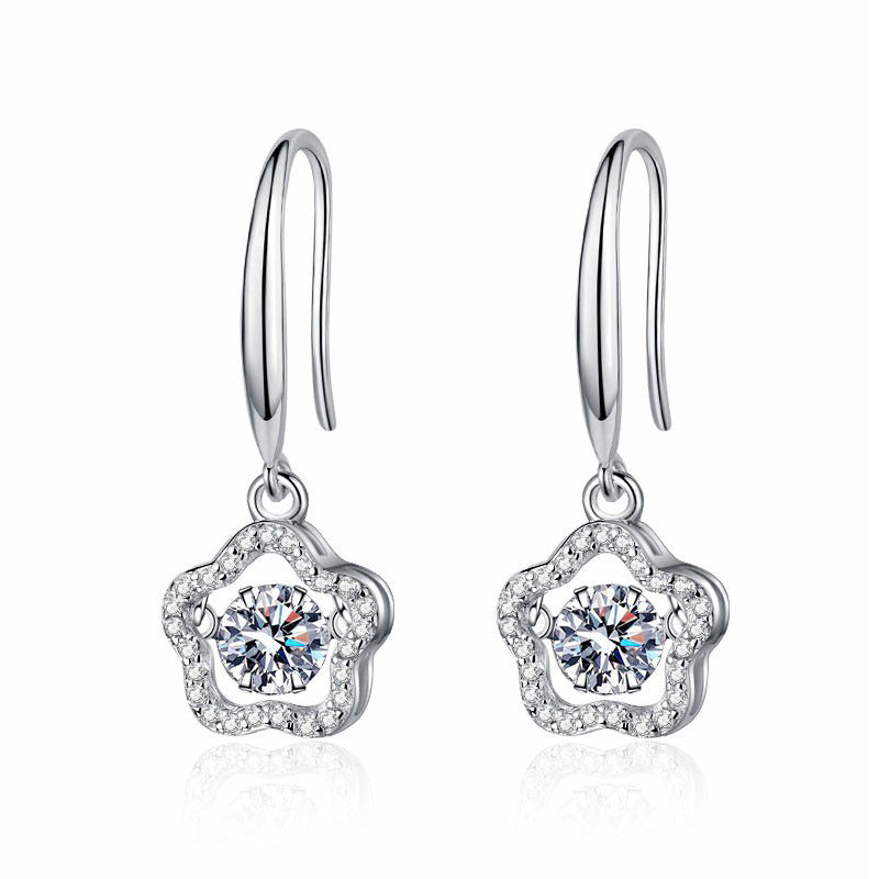 Wholesale S925 sterling silver moissanite plum blossom earrings