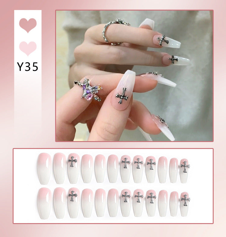 Wholesale 24 Pieces/box Diamond Butterfly Glitter Nail Art Press-on Nails Kits Nail Stickers ACC-NS-DiNa002