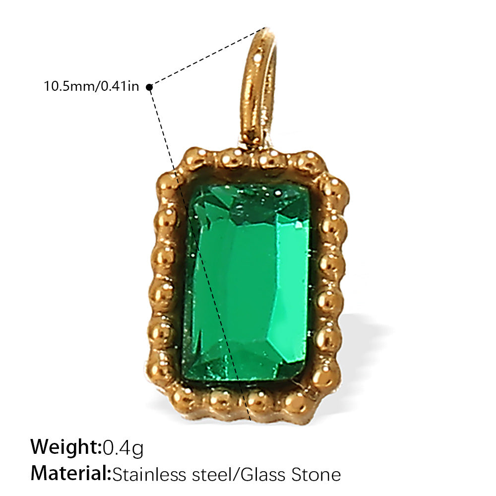 Wholesale 18K gold plated geometric colored gemstone rectangular five-pointed star   Charms
