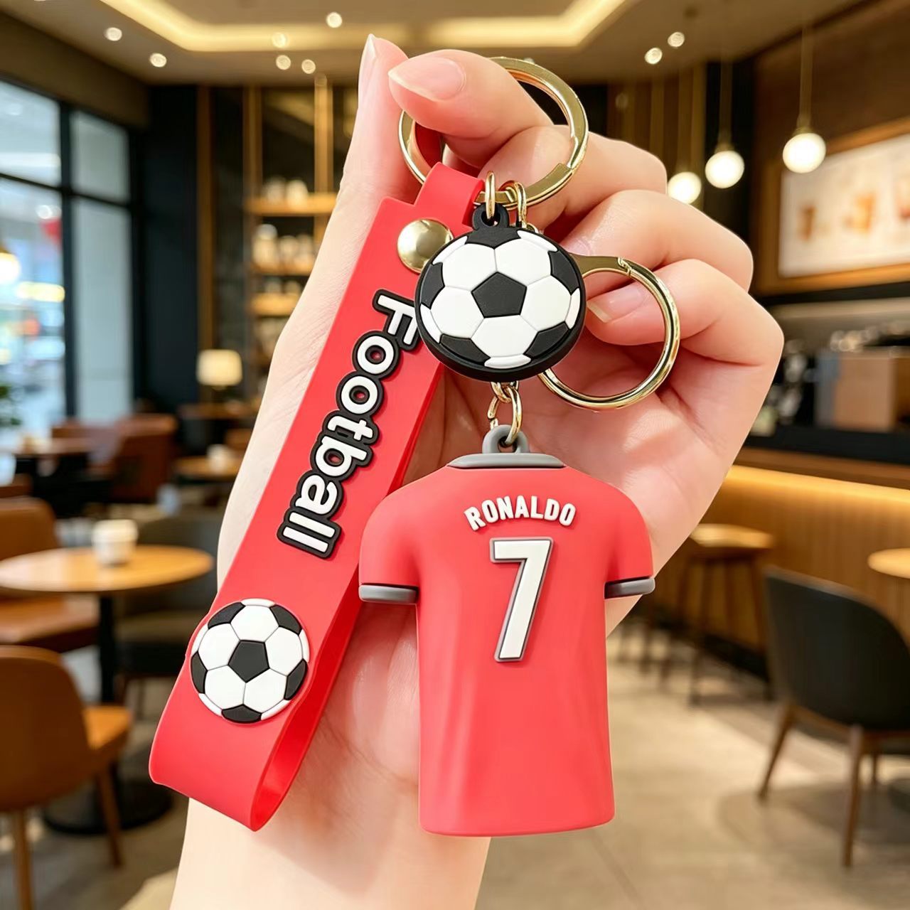 Wholesale # 10 Football Jersey Keychain - Pink PVC Decorative Car Key Accessory for Party Gifts or Resale