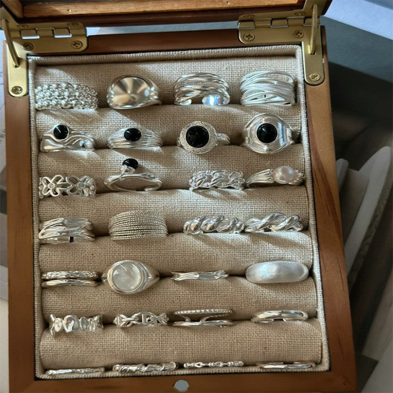 Wholesale Plain Circle Cream Flower Ring Retro Open Adjustable Ring ACC-RS-YaoFeng013