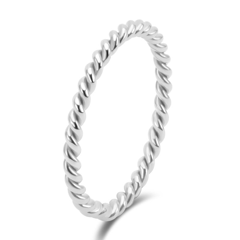 Anello per coppia twist intrecciato in acciaio al titanio all'ingrosso