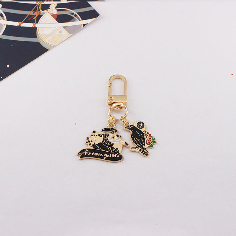 Wholesale Punk Style Halloween Bird Mouth Oil Dripping Alloy Keychain ACC-KC-QiChen007