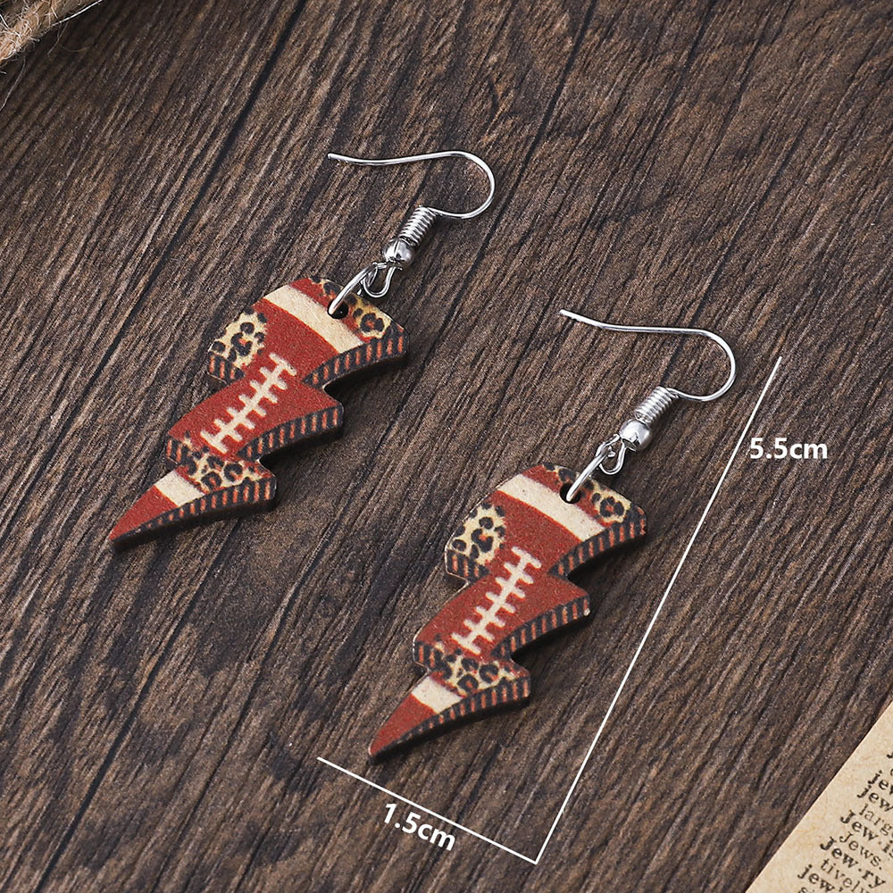 Wholesale Double Sided Wooden Sport Leopard Earrings