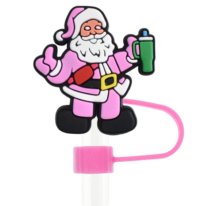 Wholesale Random 100pcs Christmas 10mm PVC Soft Straw Tube Cap ACC-SCR-RYY091