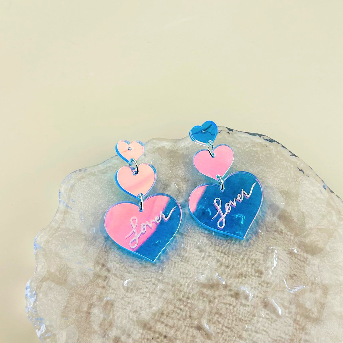 Wholesale Valentine's Day colorful stitching heart letter acrylic earrings