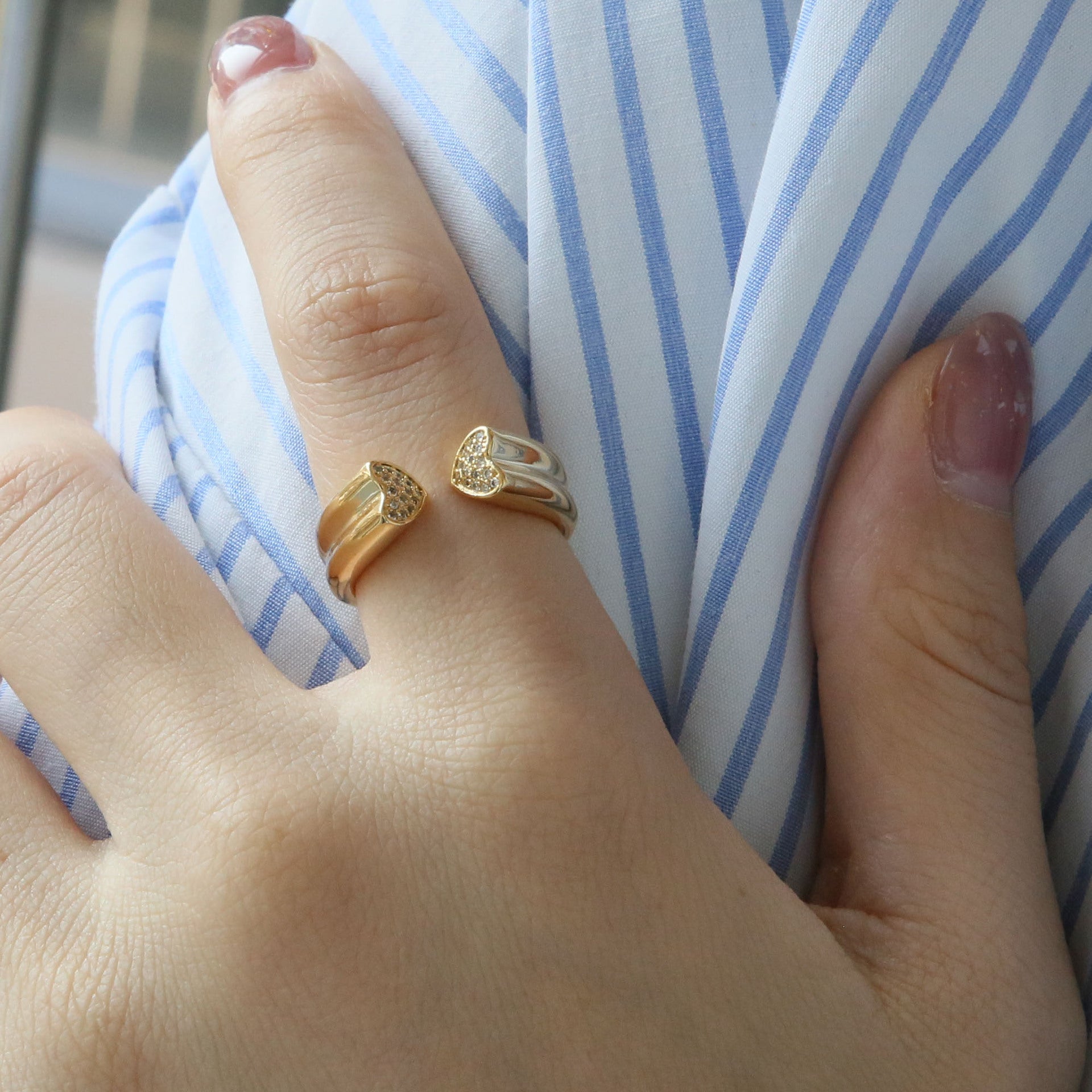 Wholesale  18k Gold Brass Heart Heart-shaped Love Ring