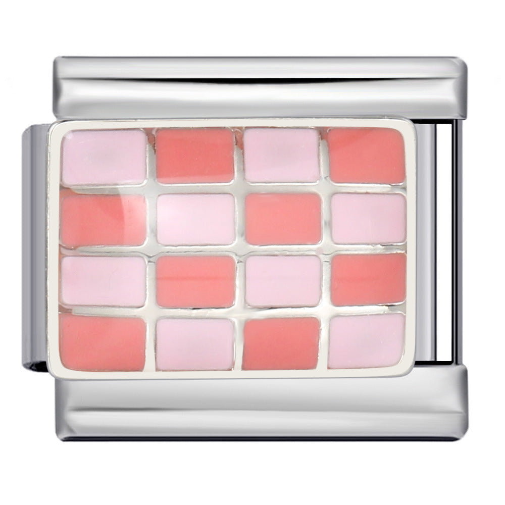 Wholesale Italian Charm Bracelet 9mm DIY colorful checkerboard Creative Stainless Steel Composable Bracelet