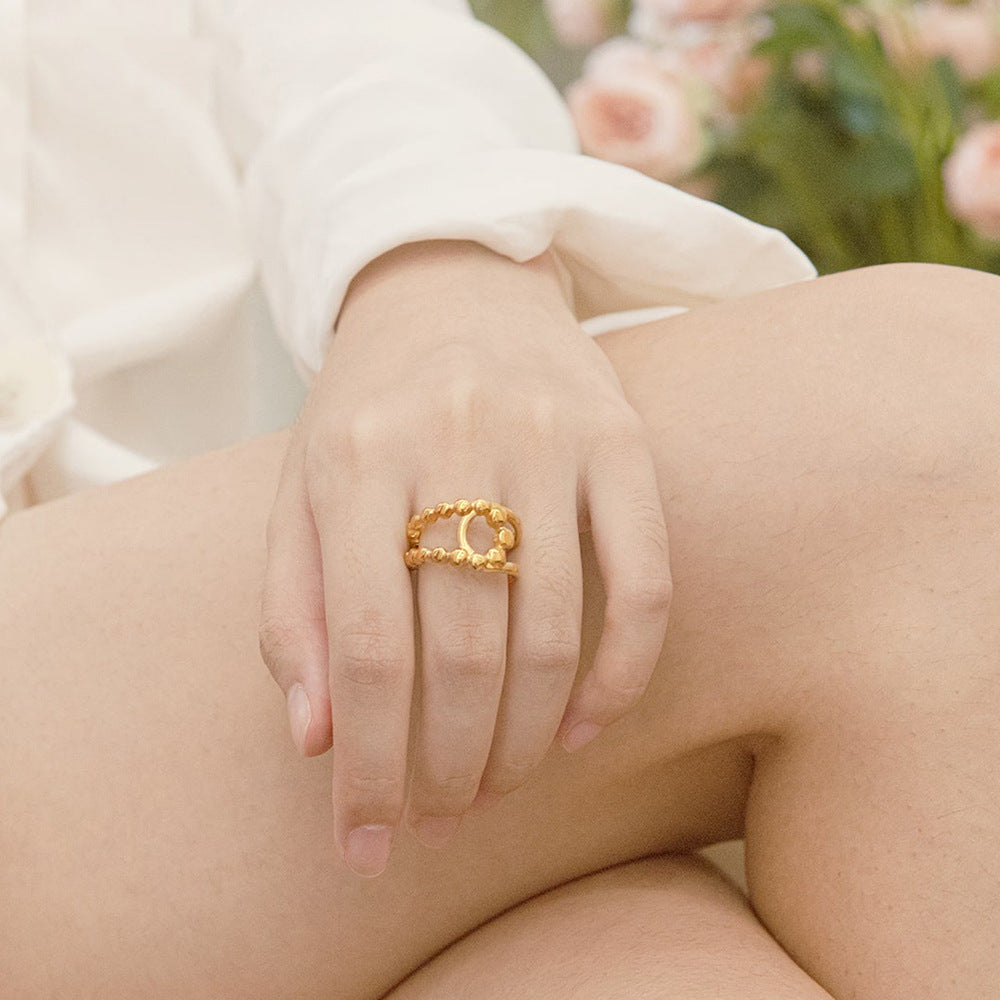 Wholesale Simple Titanium Steel Ring Flower Opening Ring