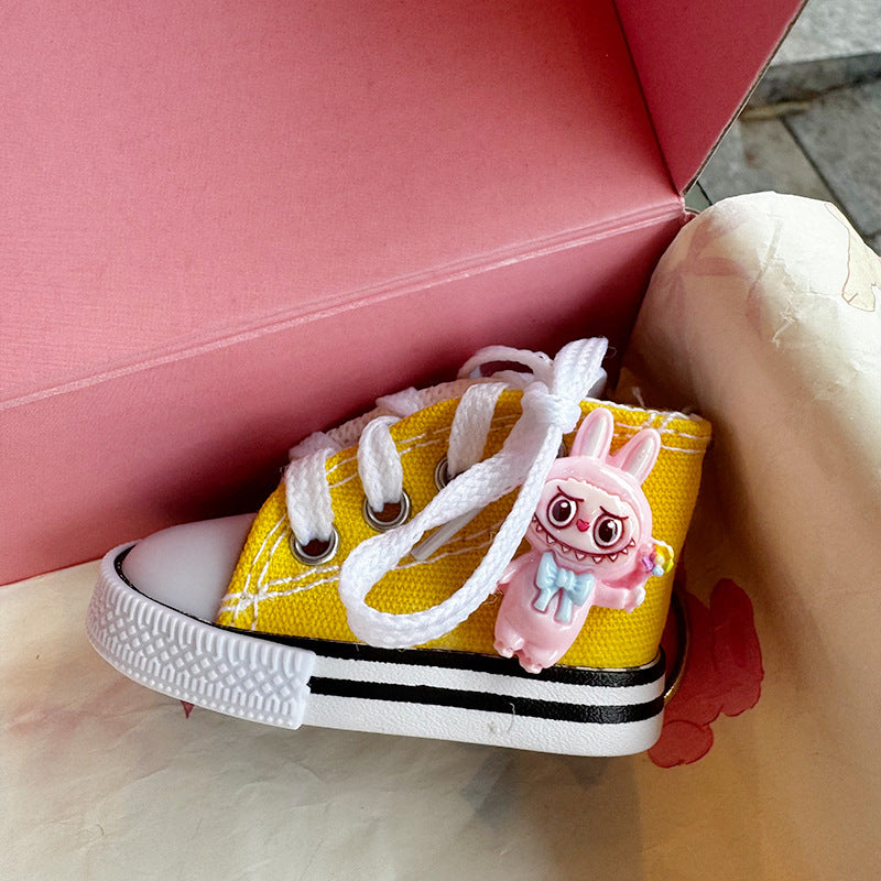 Wholesale cartoon rabbit color sneaker canvas shoes keychain