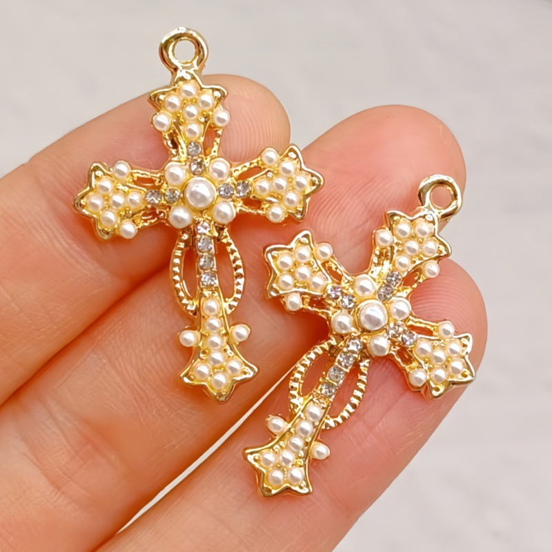 Wholesale 10pcs Alloy memory diamond cross accessories earrings necklace pendant jewelry ornaments earring DIY materials