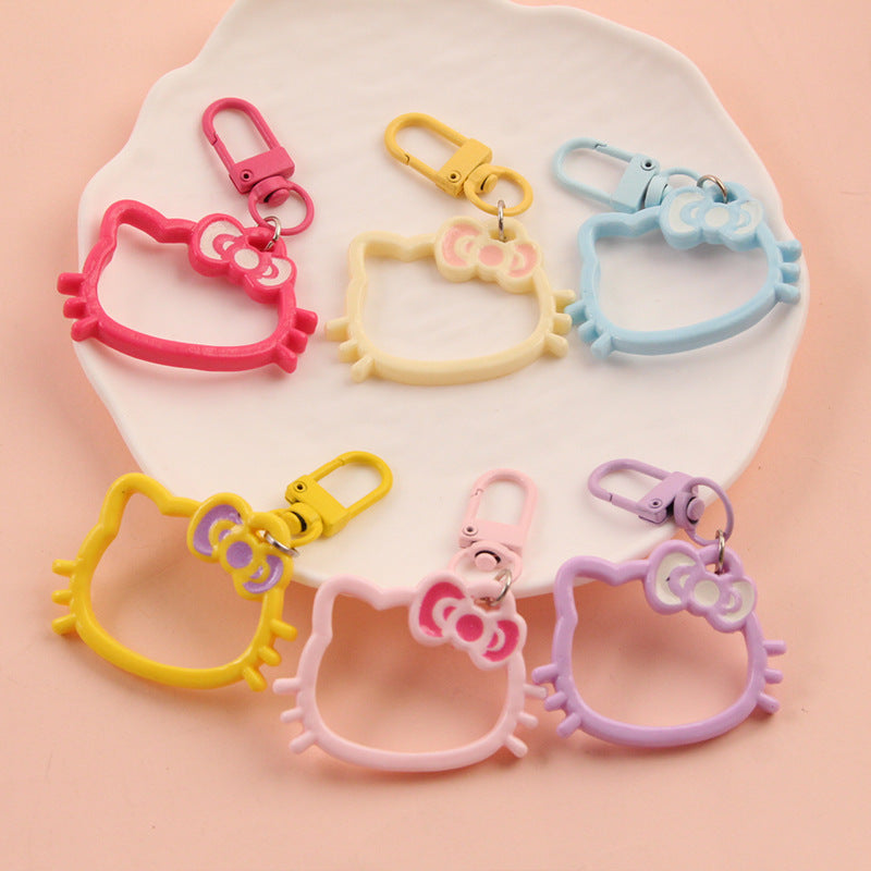 Wholesale Hollow Cartoon Cat Head Keychain Pendant - Trendy Bag Charm Decorative Accessory for Gift Resale