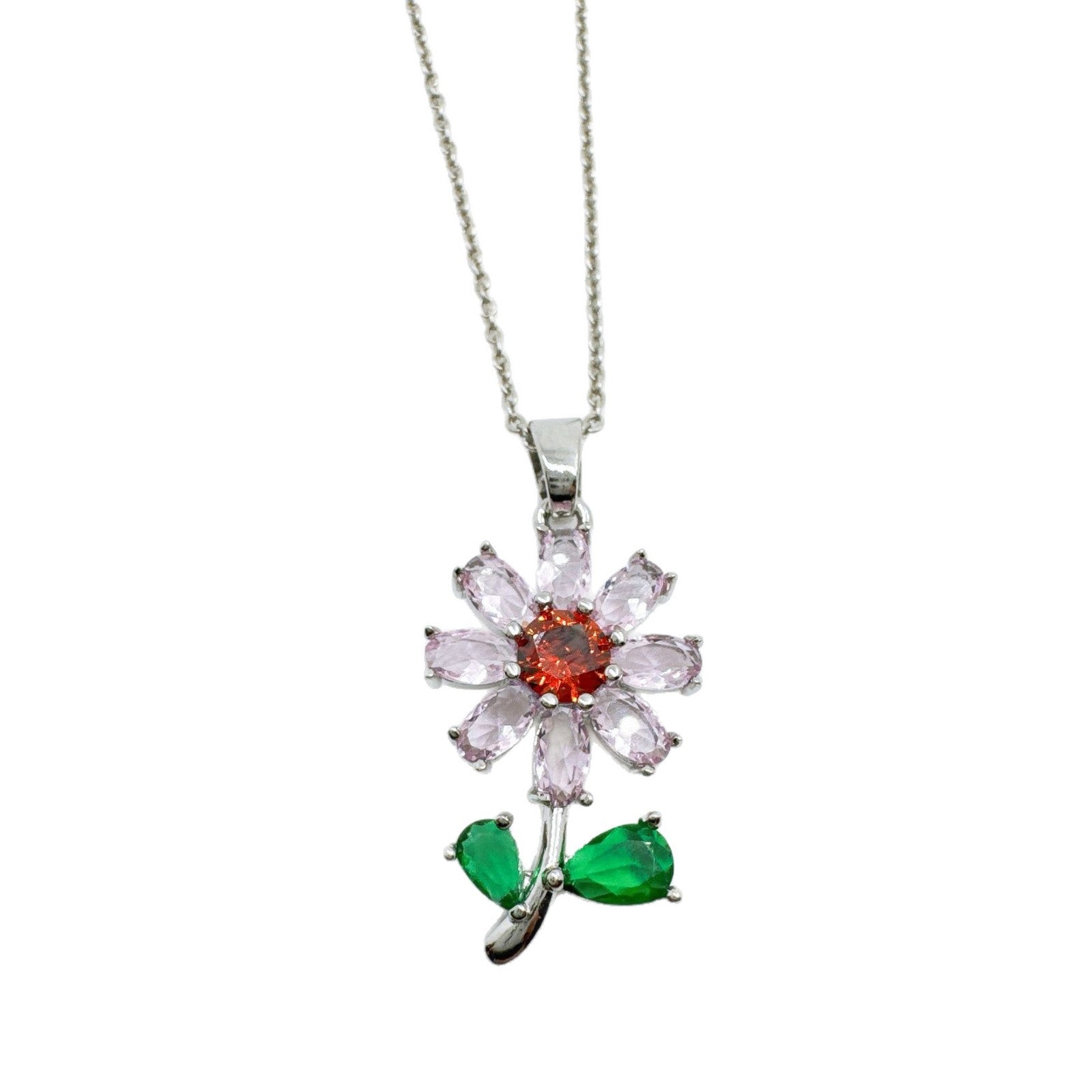Wholesale Gold Plated Copper Zircon Necklace Sweet Cool Flower Pendant Boutique Resale