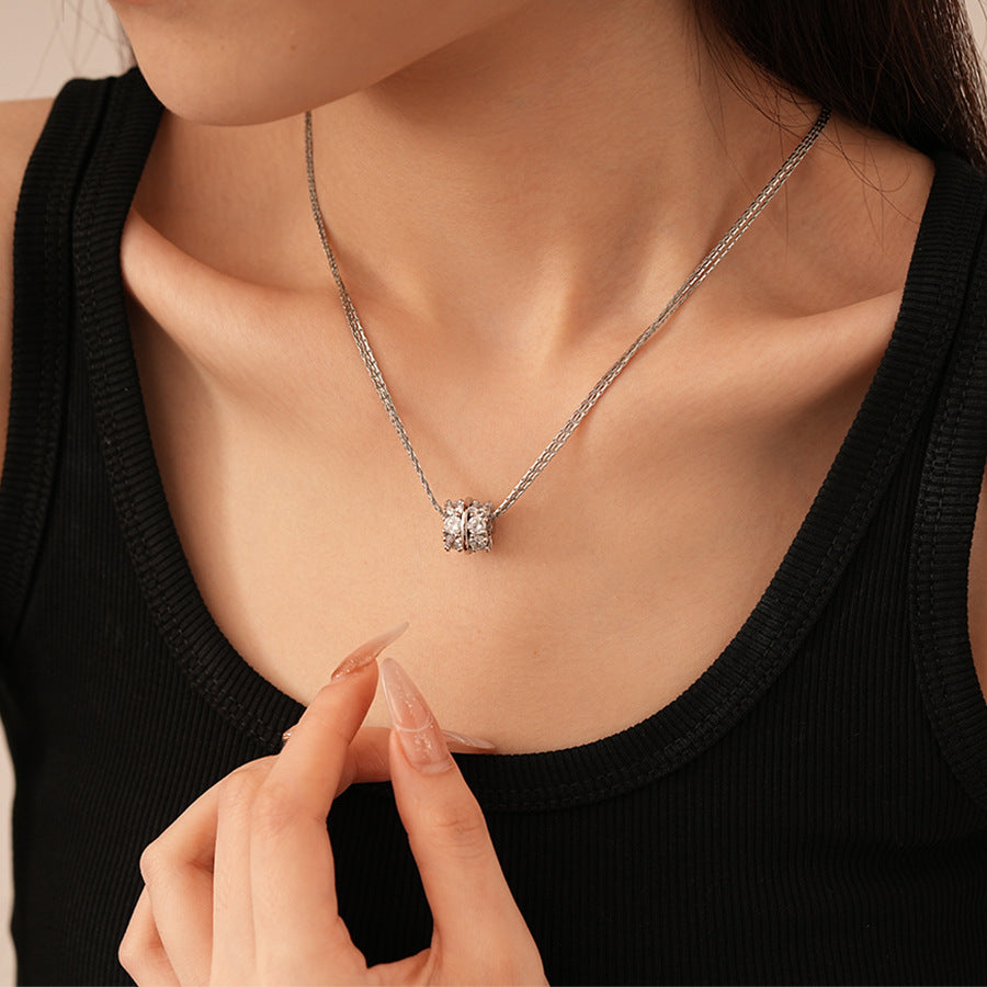 Wholesale  Light Luxury Style Multi-layer Brushed Zircon Clavicle Chain