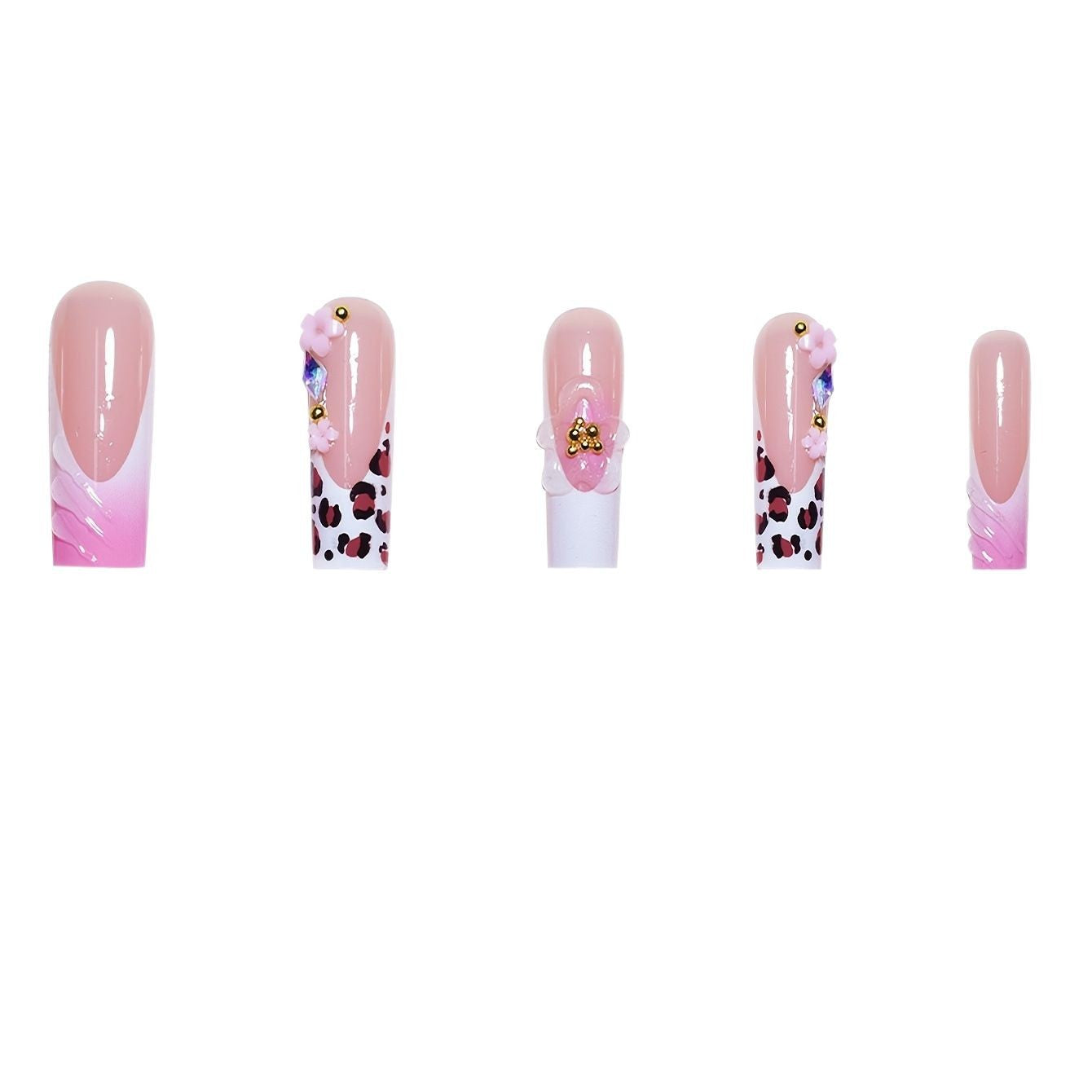 Wholesale 24 Pieces/box Leopard Print Floral Nails Kits Nail Stickers