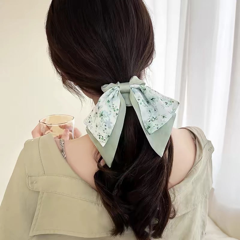 Wholesale Floral Bow Ribbon Hair Band Hair Scrunchies ACC-HS-Geyi001