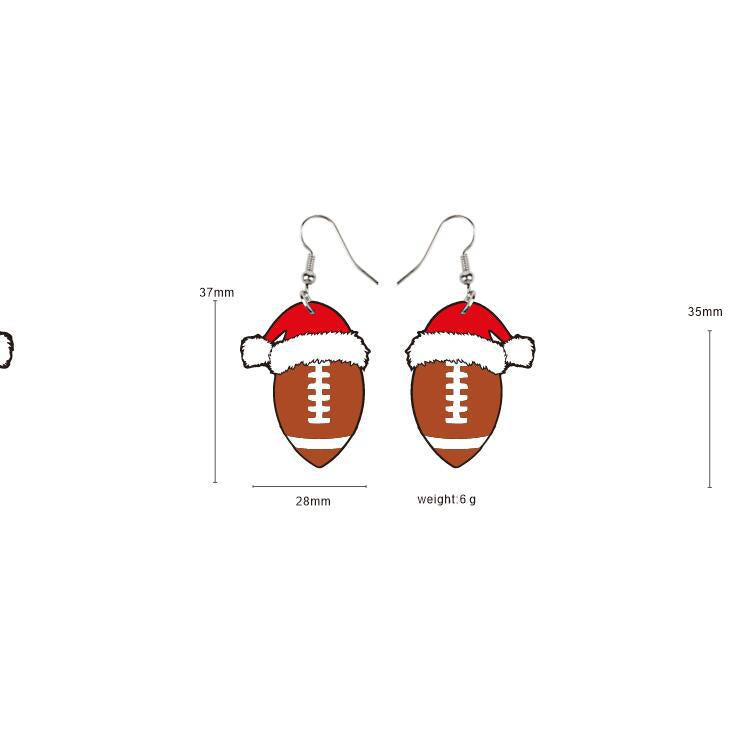 Wholesale Christmas Season Christmas Hats Football Rugby Basketball Volleyball Acrylic Earrings ACC-ES-XP028