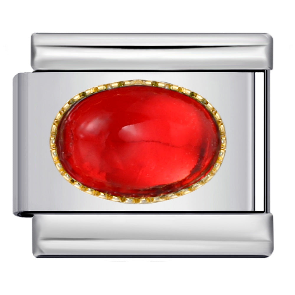 Wholesale Italian Charm Bracelet 9mm DIY Splicing Removable Micro-paved Oval Color Stone Stainless Steel Composable Bracelet