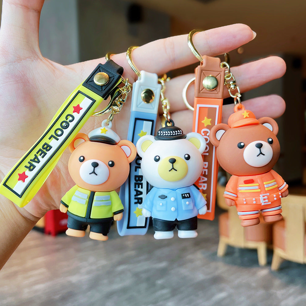Wholesale Cute Cartoon Police Bear PVC Keychains ACC-KC-ErLu023