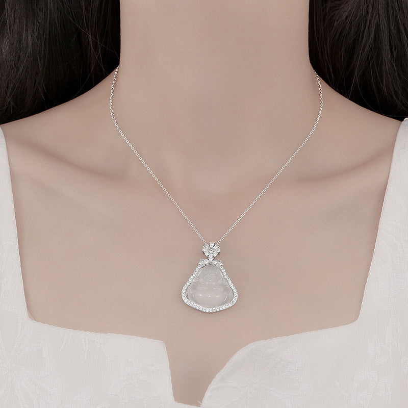 Wholesale Sweet Four-Leaf Flower Clavicle Chain - Titanium Steel,  Non-Fading,  Gemstone Accents - Boutique Resale Jewelry
